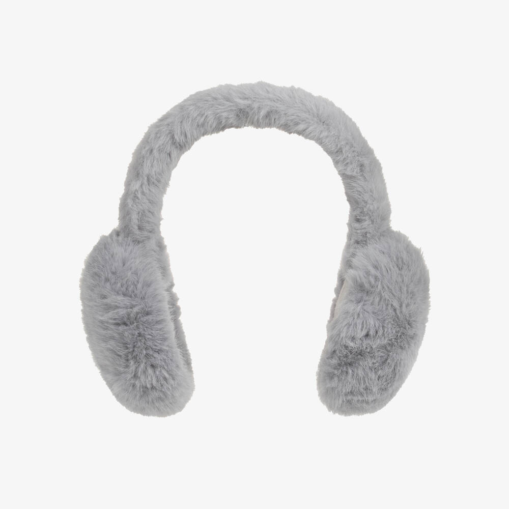 Caramelo Kids-Girls Grey Fluffy Faux Fur Earmuffs | Childrensalon