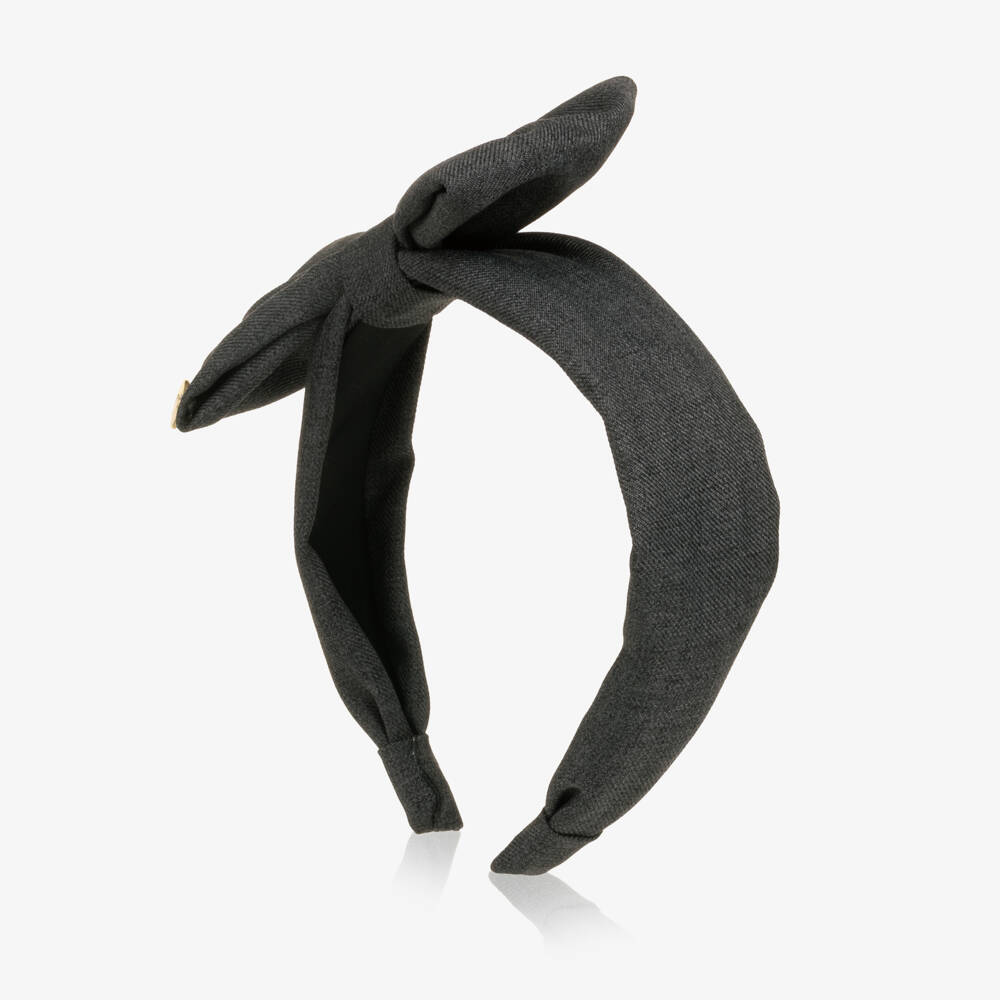 Caramelo Kids-Girls Grey Hairband with Bow | Childrensalon