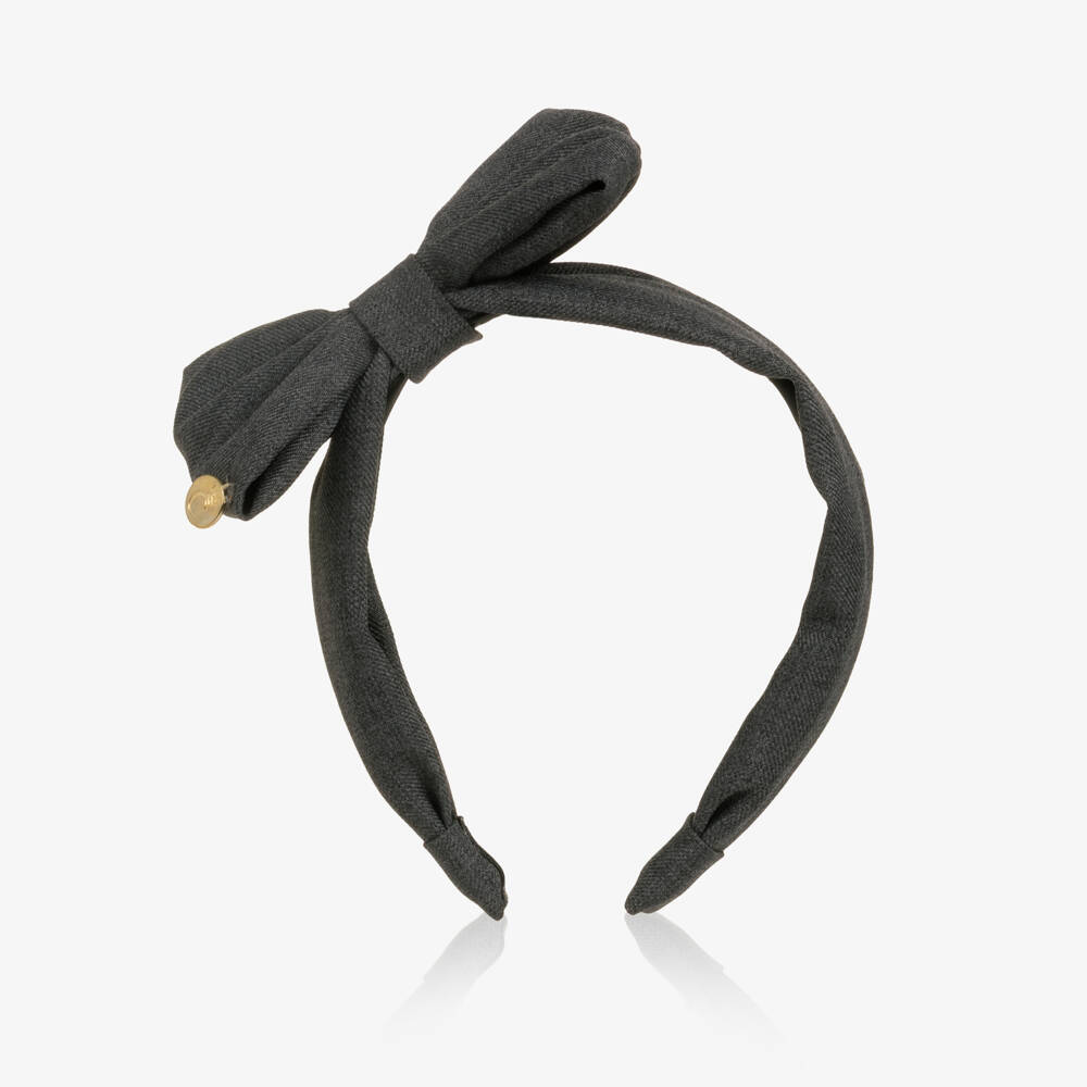 Caramelo Kids-Girls Grey Hairband with Bow | Childrensalon