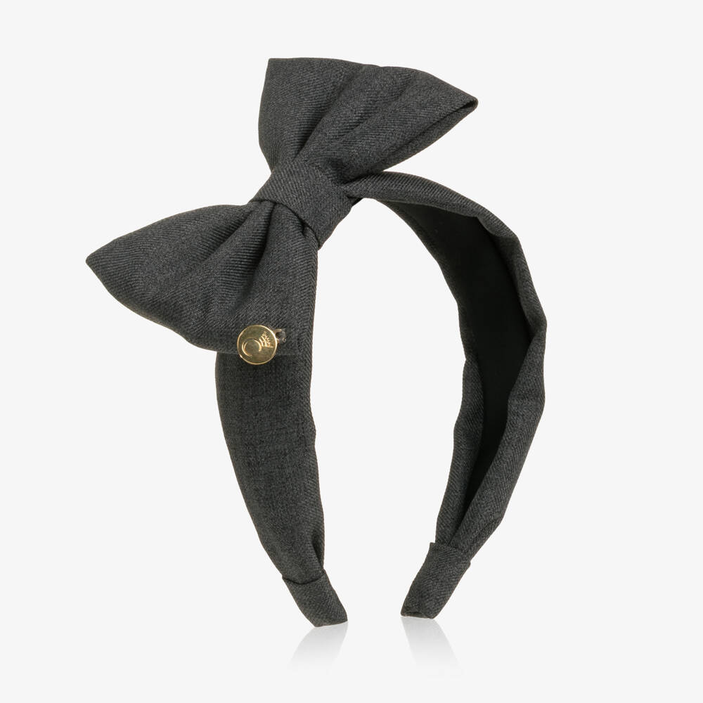 Caramelo Kids-Girls Grey Hairband with Bow | Childrensalon