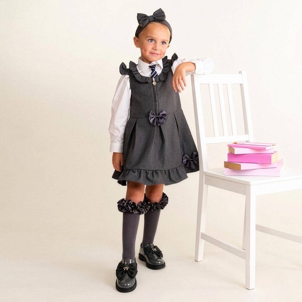 Caramelo Kids-Girls Grey Patent T-Bar School Shoes | Childrensalon