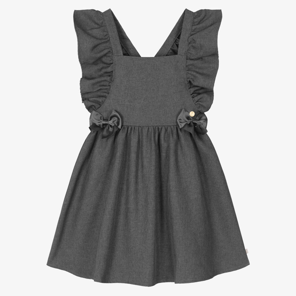 Caramelo Kids-فستان بينافور بكشكش لون رمادي | Childrensalon