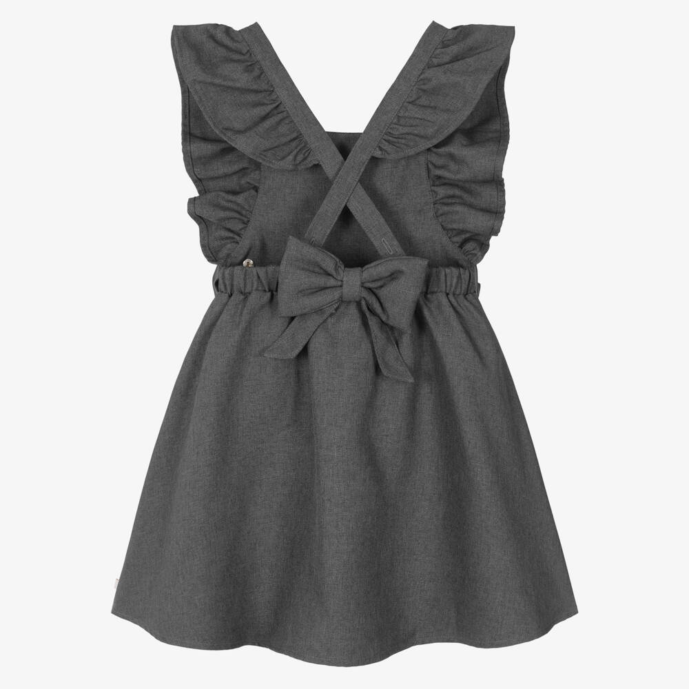 Caramelo Kids-فستان بينافور بكشكش لون رمادي | Childrensalon