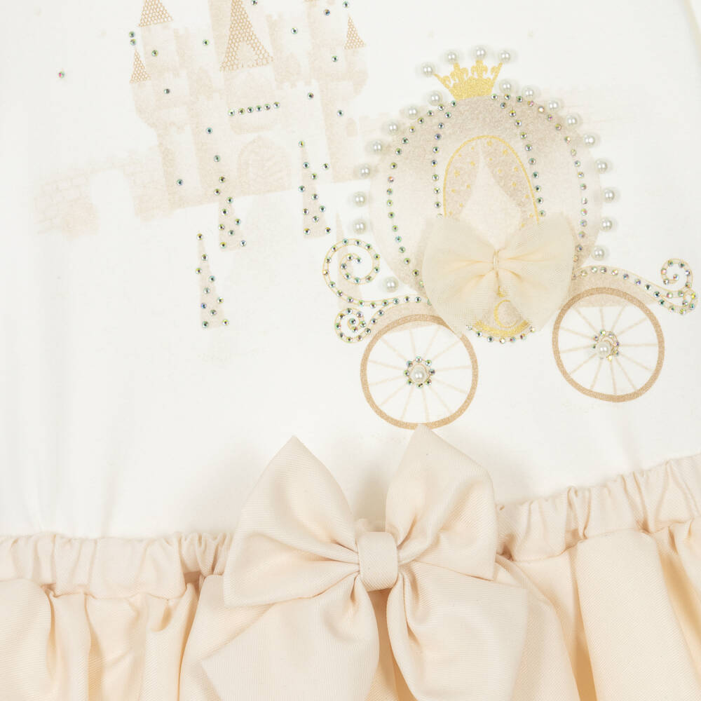 Caramelo Kids-Girls Ivory & Beige Cotton Fairy Tale Castle Skirt Set | Childrensalon