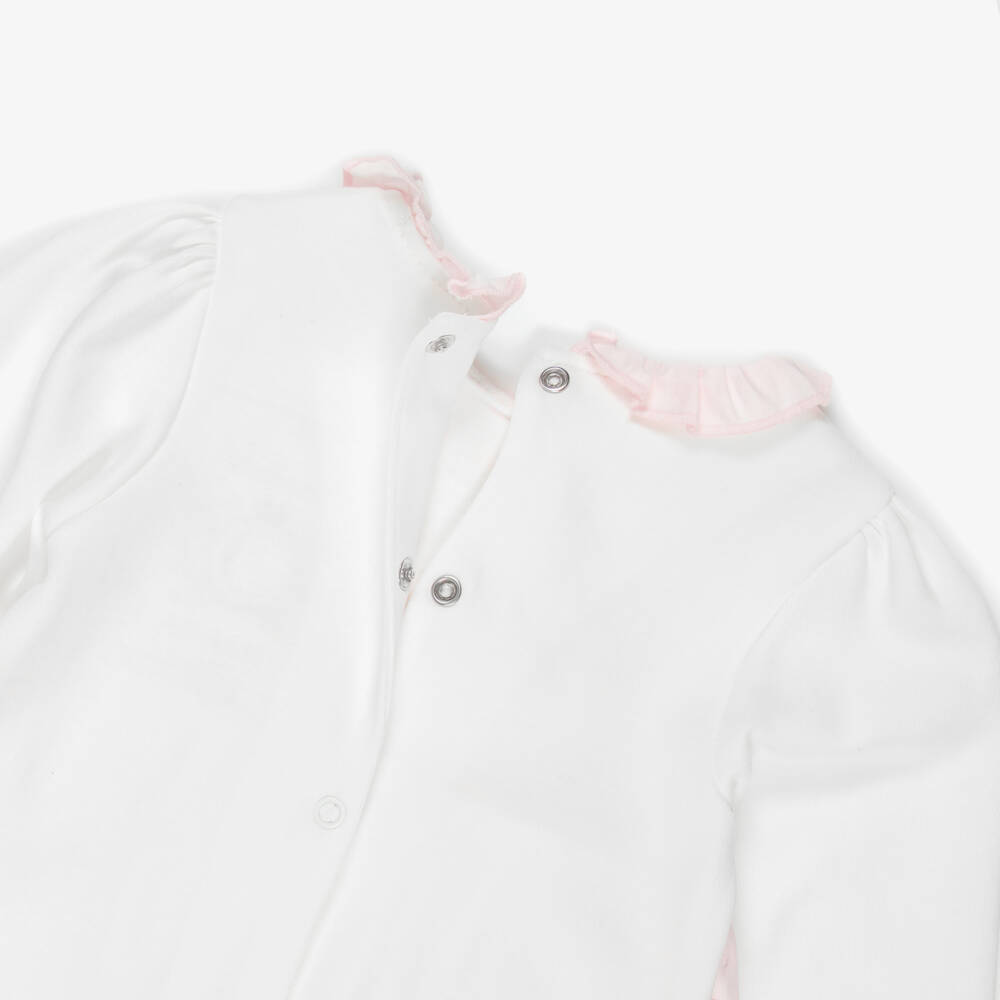 Caramelo Kids-Girls Ivory Cotton Jersey Babygrow & Headband Set | Childrensalon