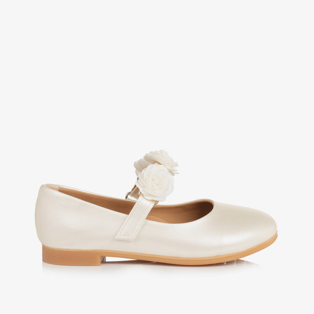 Caramelo Kids-حذاء ماري جين لون عاجي للبنات | Childrensalon
