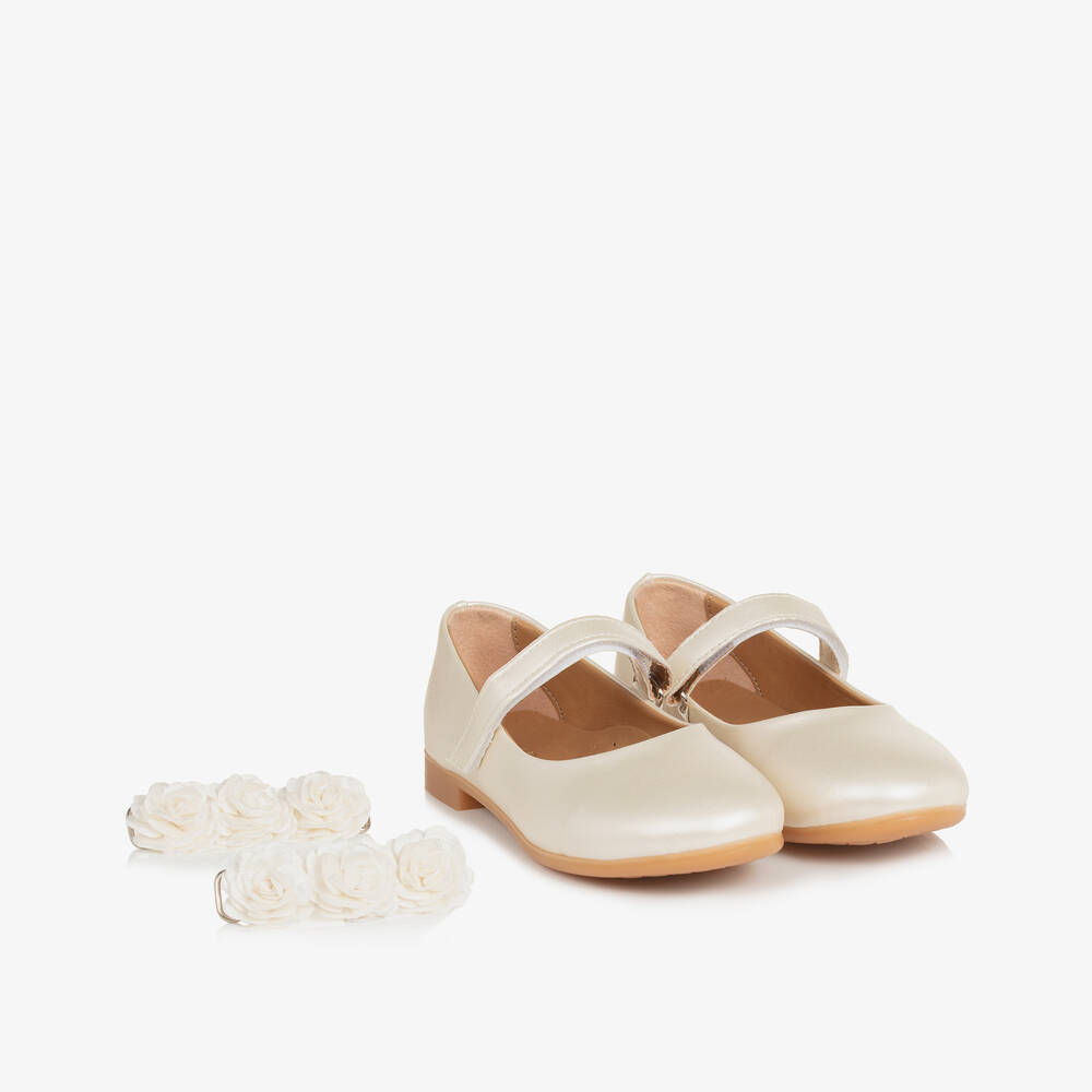 Caramelo Kids-حذاء ماري جين لون عاجي للبنات | Childrensalon