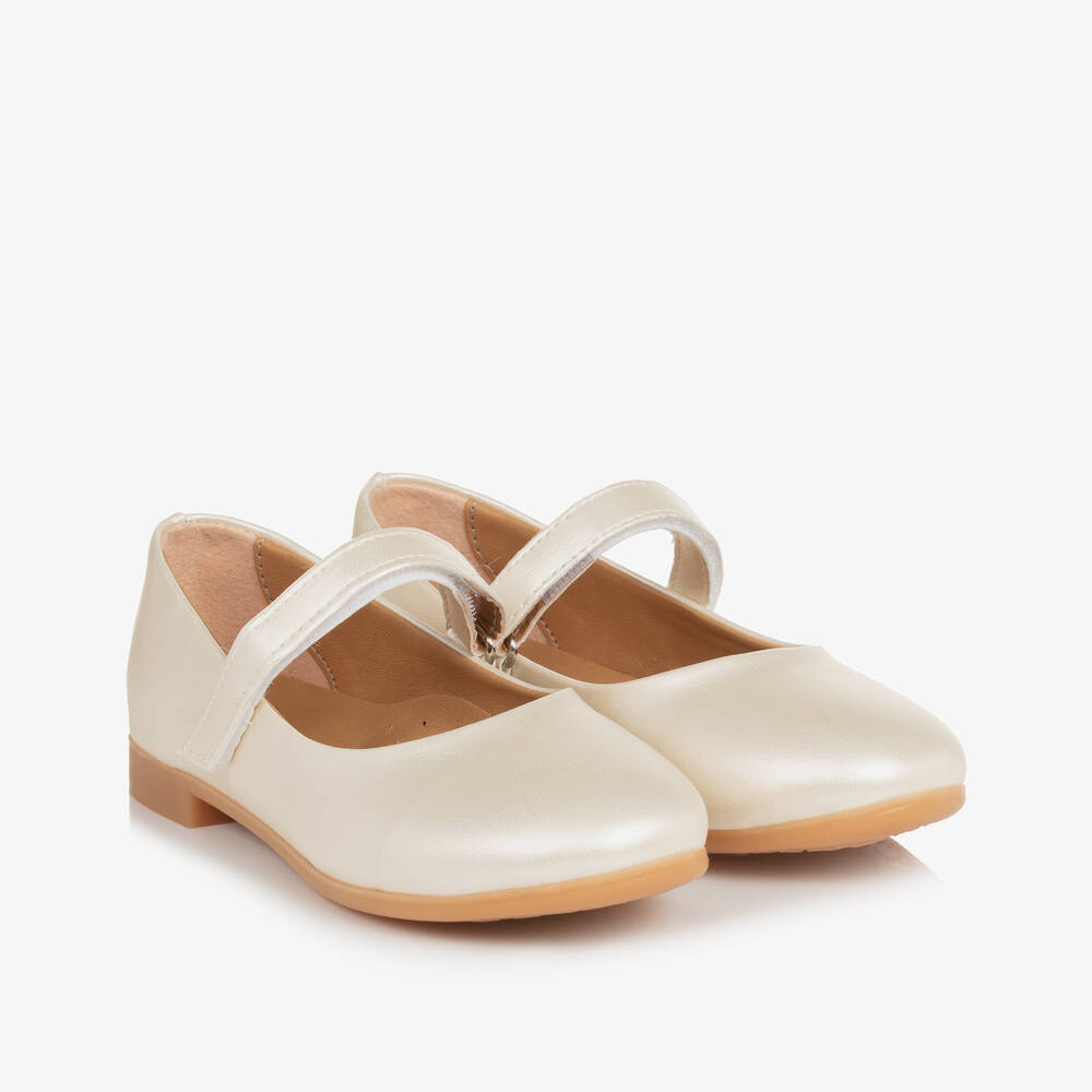 Caramelo Kids-حذاء ماري جين لون عاجي للبنات | Childrensalon