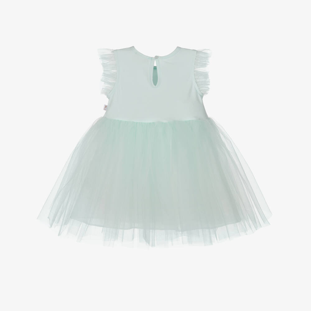 Caramelo Kids-Girls Mint Green Bow Dress with Tulle Skirt | Childrensalon