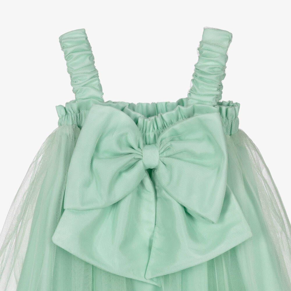 Caramelo Kids-Girls Mint Green Tulle Dress Set with Bow | Childrensalon