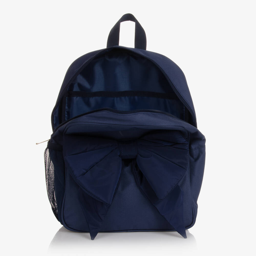 Caramelo Kids-Girls Navy Blue Bow Backpack (35cm) | Childrensalon