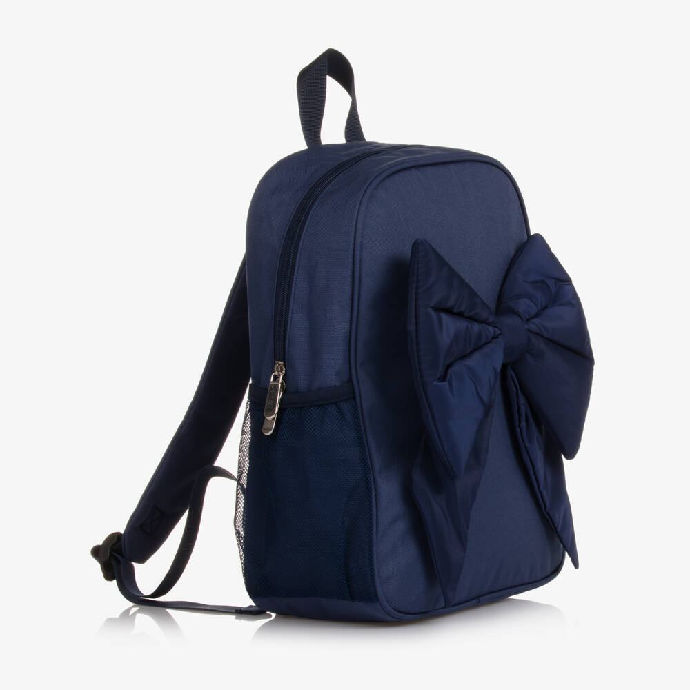 Caramelo Kids-Girls Navy Blue Bow Backpack (35cm) | Childrensalon