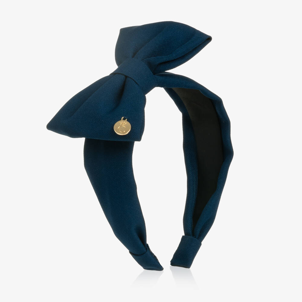Caramelo Kids-Girls Navy Blue Hairband with Bow | Childrensalon