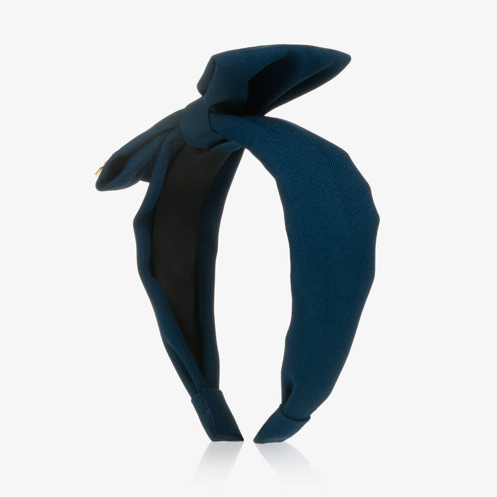 Caramelo Kids-Girls Navy Blue Hairband with Bow | Childrensalon