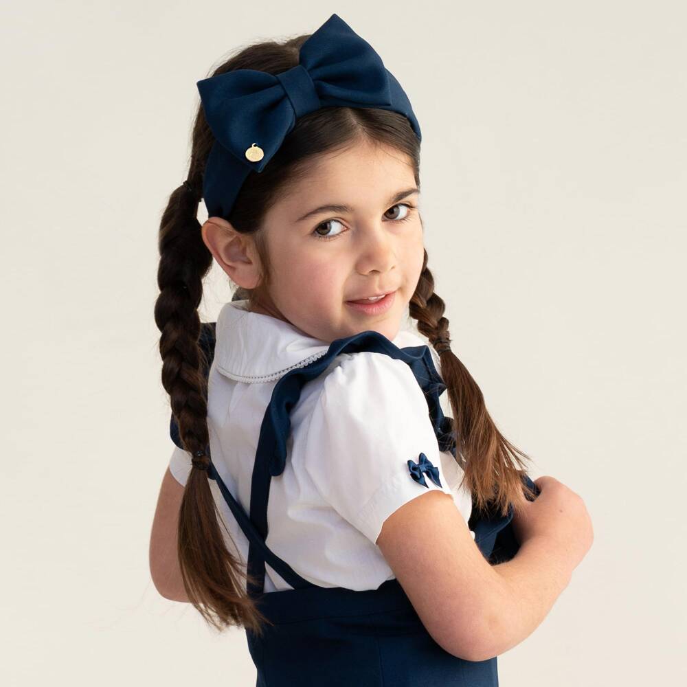 Caramelo Kids-Girls Navy Blue Hairband with Bow | Childrensalon
