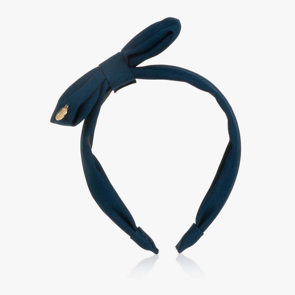 Caramelo Kids-Girls Navy Blue Hairband with Bow | Childrensalon