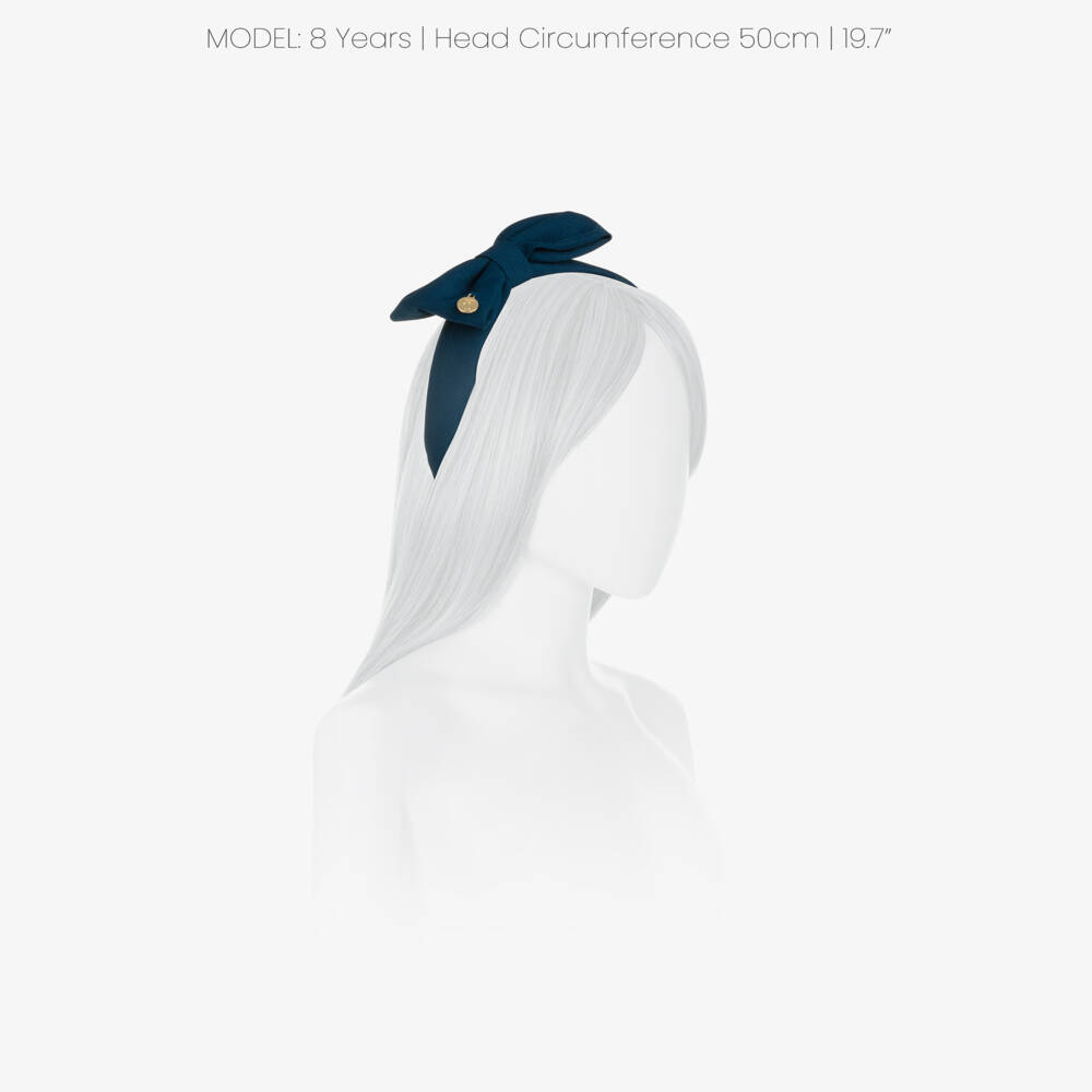 Caramelo Kids-Girls Navy Blue Hairband with Bow | Childrensalon
