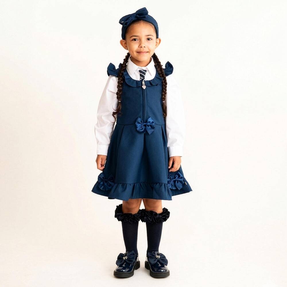 Caramelo Kids-Girls Navy Blue Patent T-Bar School Shoes | Childrensalon
