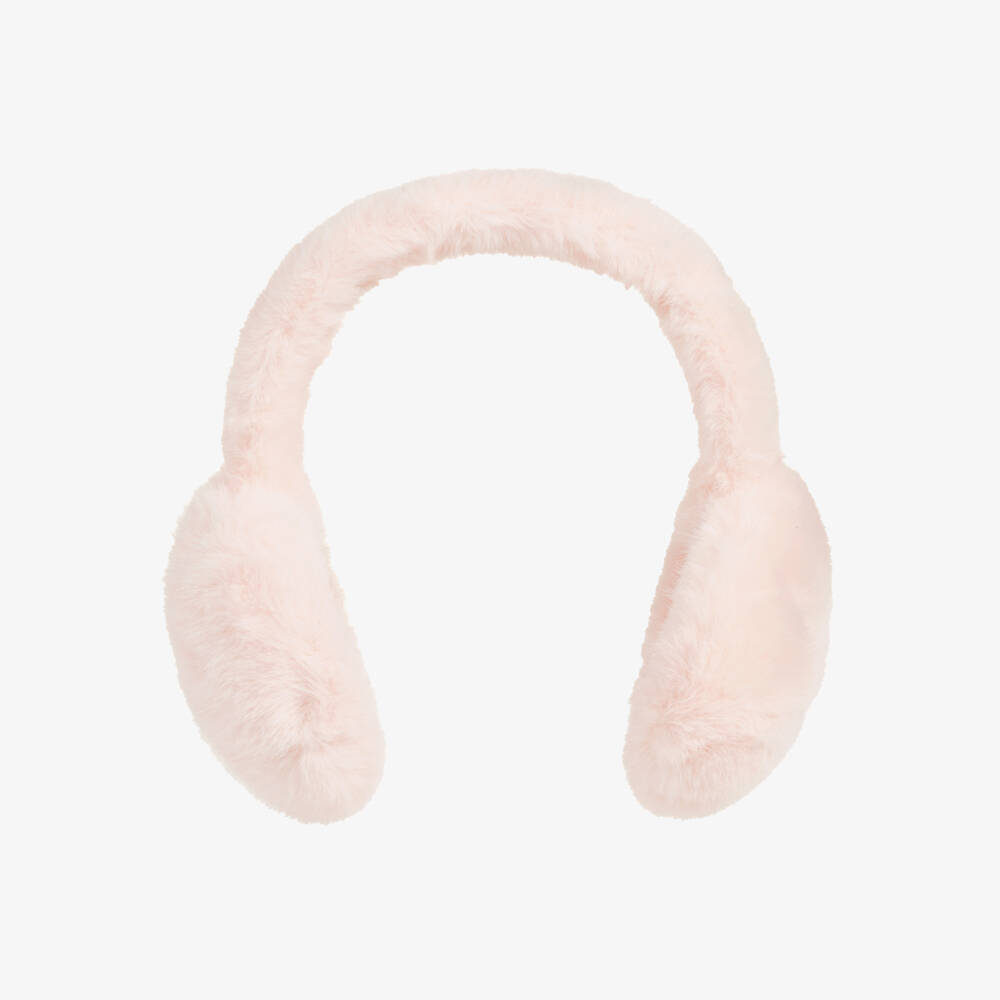 Caramelo Kids-Girls Pale Pink Fluffy Faux Fur Earmuffs | Childrensalon