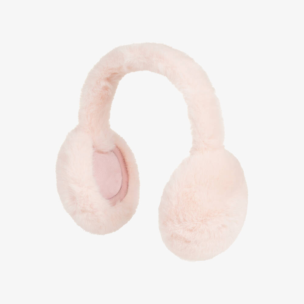 Caramelo Kids-Girls Pale Pink Fluffy Faux Fur Earmuffs | Childrensalon