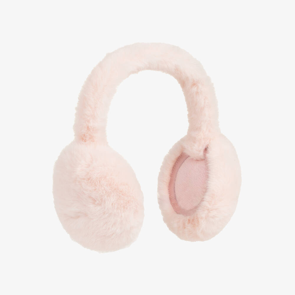Caramelo Kids-Girls Pale Pink Fluffy Faux Fur Earmuffs | Childrensalon