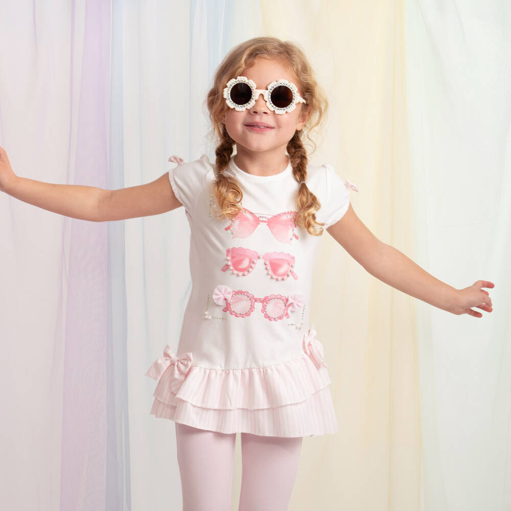 Caramelo Kids-Girls Pale Pink Leggings Set with Sunglasses | Childrensalon