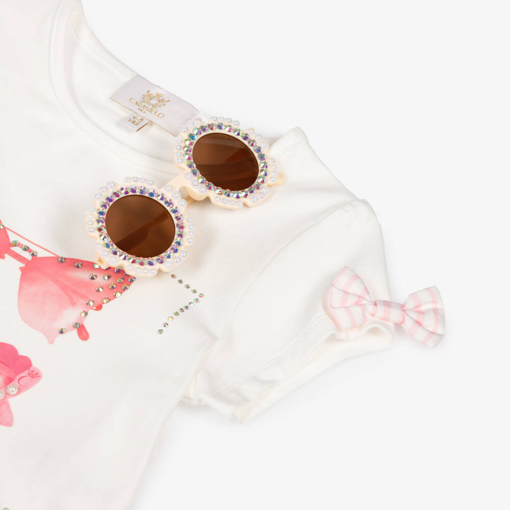 Caramelo Kids-Girls Pale Pink Leggings Set with Sunglasses | Childrensalon