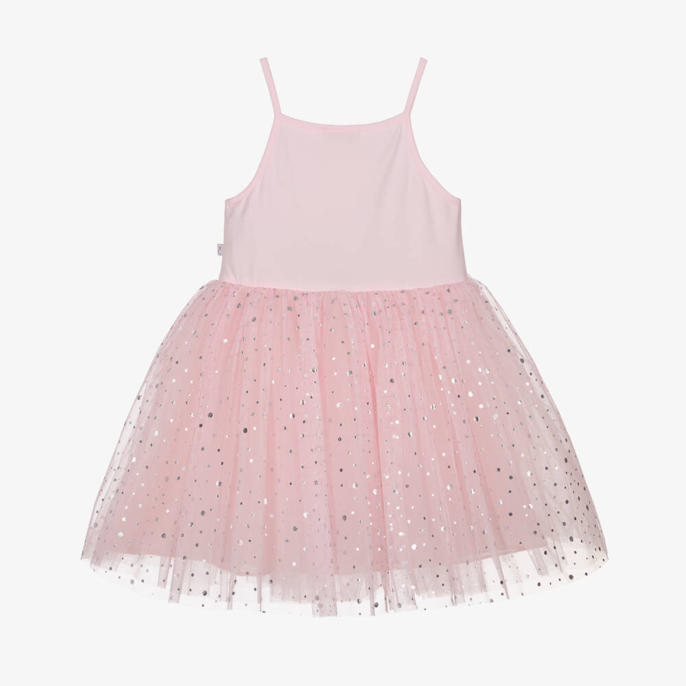 Caramelo Kids-Girls Pale Pink Sleeveless Dress with Tulle Skirt | Childrensalon