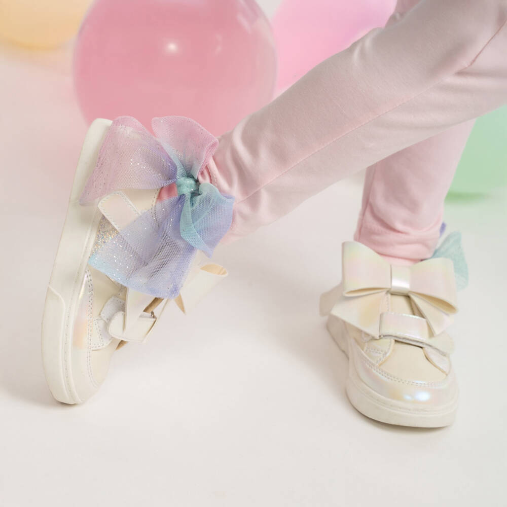 Caramelo Kids-Girls Pale Pink Socks with Tulle Bows | Childrensalon