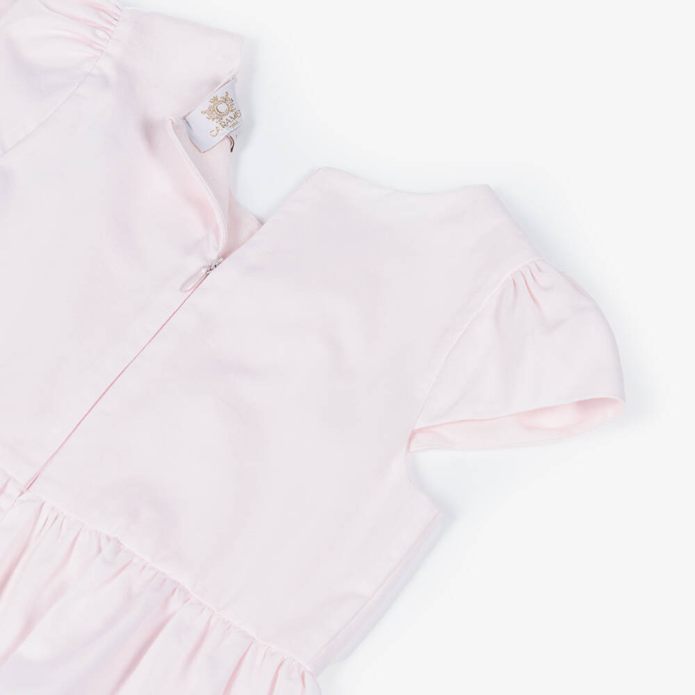 Caramelo Kids-Girls Pale Pink & White Cotton Trouser Set with Bow Hair Clip | Childrensalon