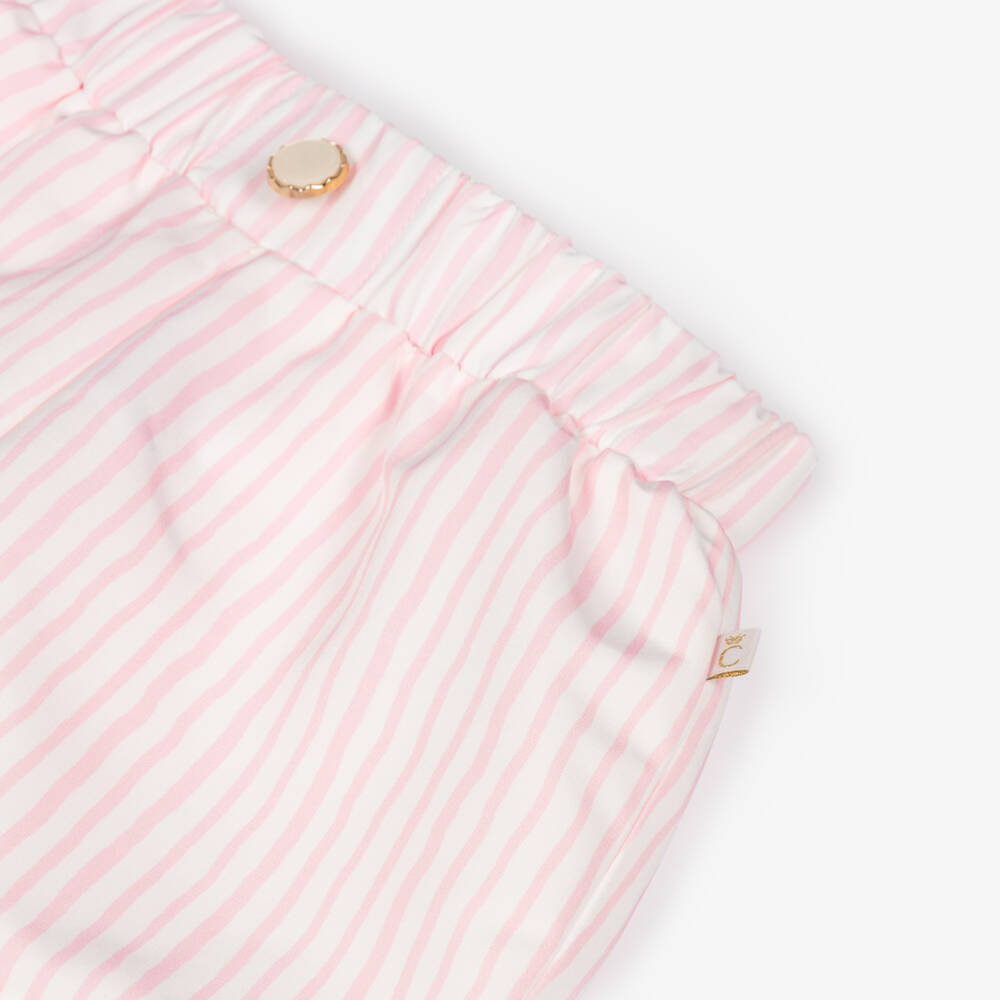 Caramelo Kids-Girls Pale Pink & White Striped Shorts Set with Sunglasses | Childrensalon
