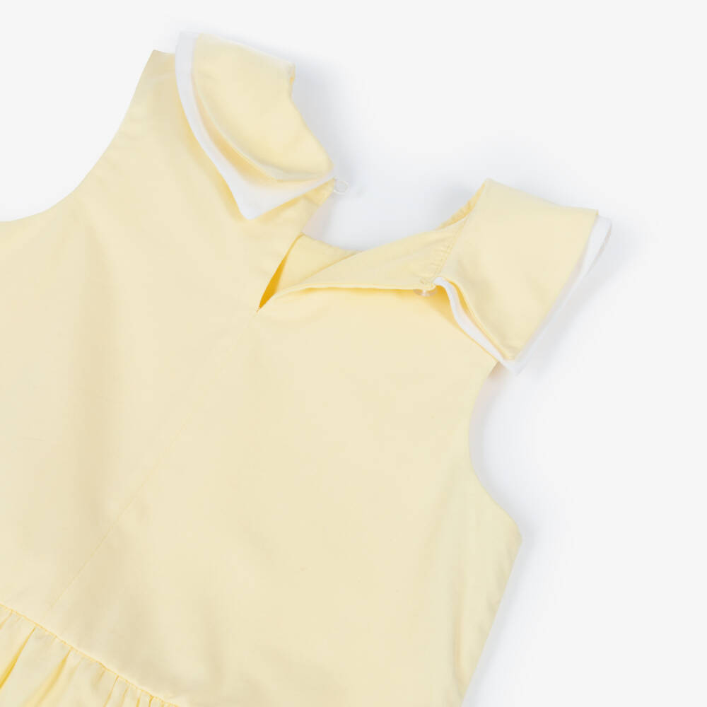 Caramelo Kids-Girls Pale Yellow Cotton Dress & Hairband Set | Childrensalon