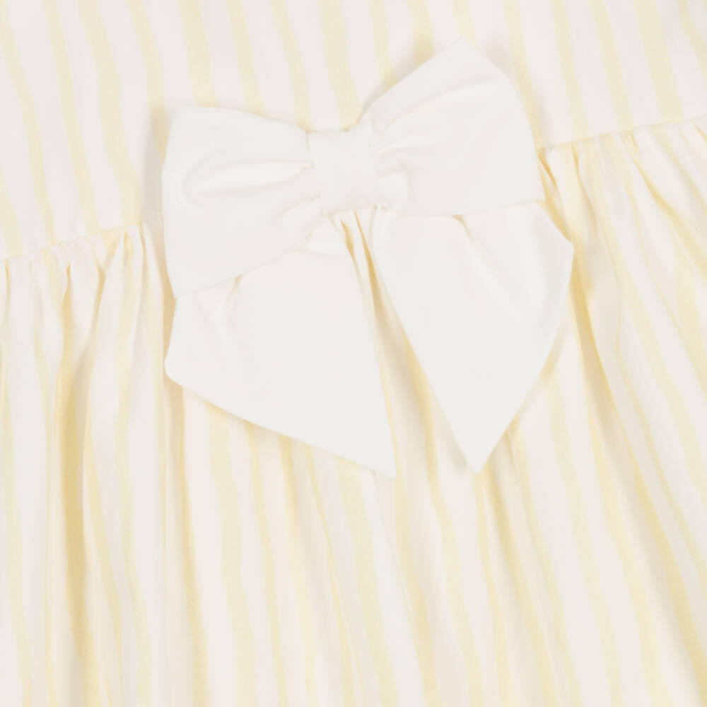 Caramelo Kids-Girls Pale Yellow & White Candy Stripe Dress | Childrensalon