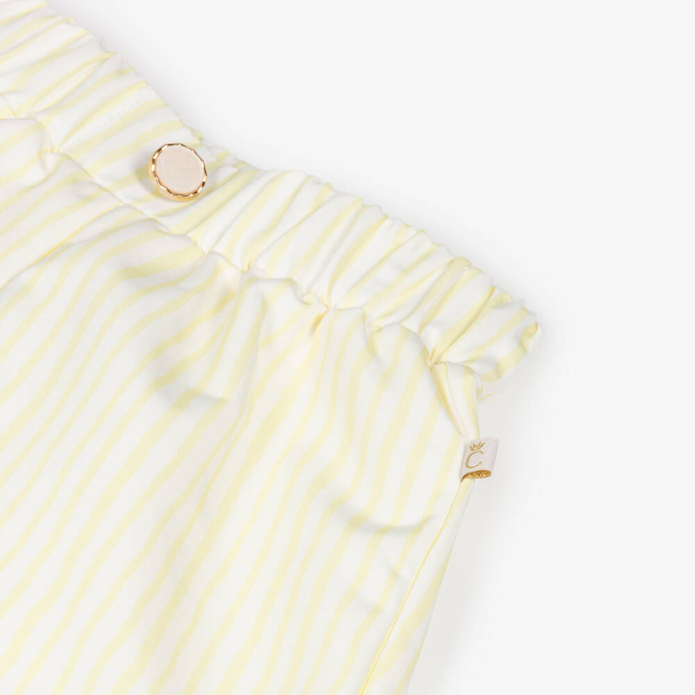 Caramelo Kids-Girls Pale Yellow & White Striped Shorts Set with Sunglasses | Childrensalon