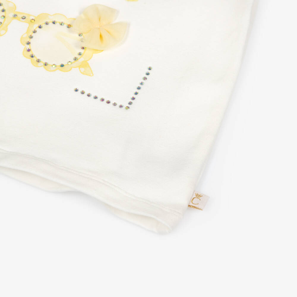 Caramelo Kids-Girls Pale Yellow & White Striped Shorts Set with Sunglasses | Childrensalon