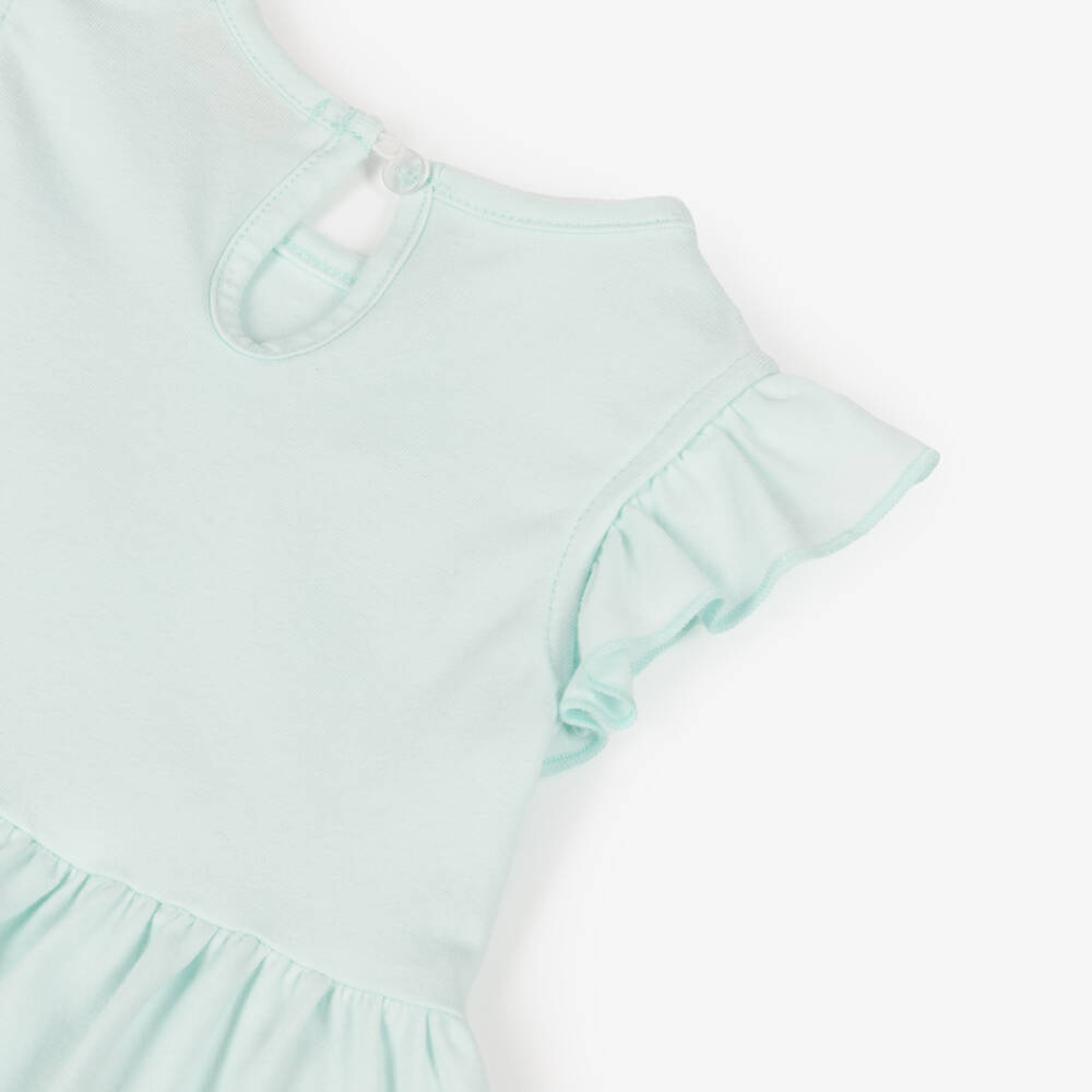 Caramelo Kids-Girls Pastel Green Cotton Leggings Set with Diamanté Bows | Childrensalon