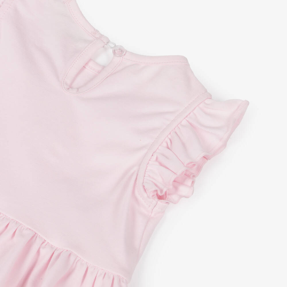 Caramelo Kids-Girls Pastel Pink Cotton Leggings Set with Diamanté Bows | Childrensalon