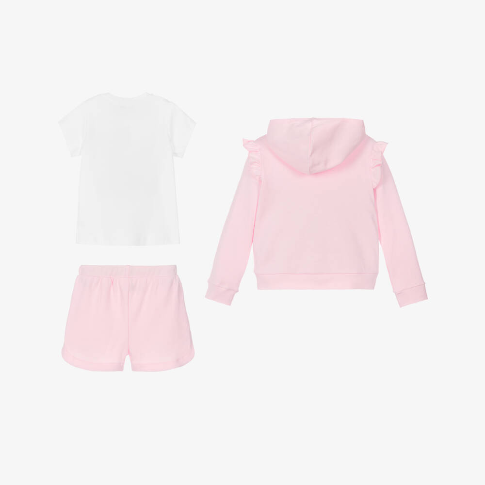 Caramelo Kids-Girls Pastel Pink Cotton Shorts Set with Bows | Childrensalon