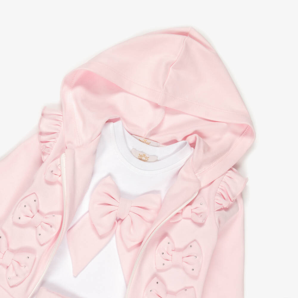 Caramelo Kids-Girls Pastel Pink Cotton Shorts Set with Bows | Childrensalon