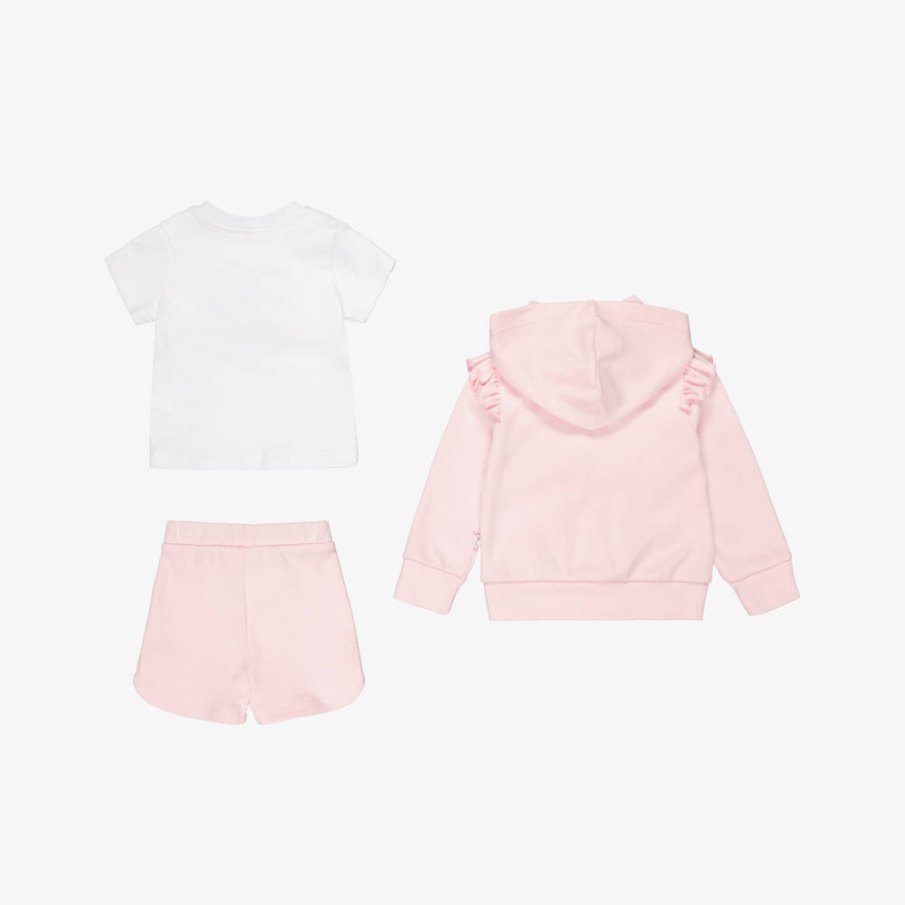 Caramelo Kids-Girls Pastel Pink Cotton Shorts Set with Bows | Childrensalon