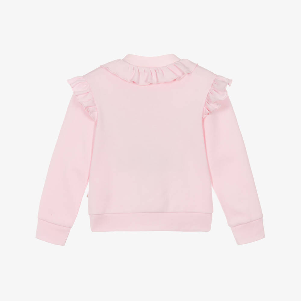 Caramelo Kids-Girls Pastel Pink Cotton Zip-Up Top with Bow | Childrensalon