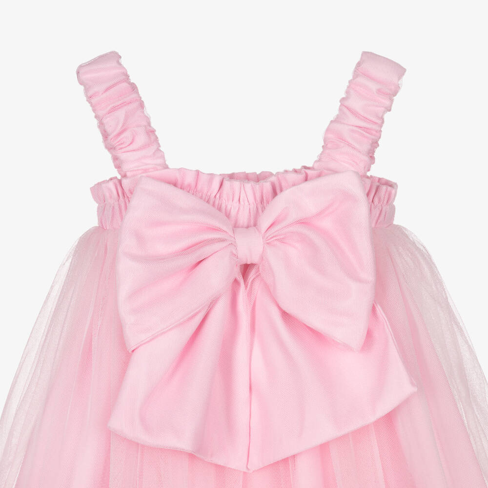 Caramelo Kids-Girls Pastel Pink Tulle Dress Set with Bow | Childrensalon