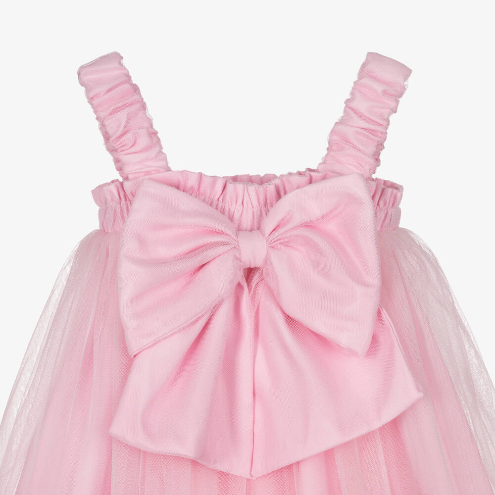 Caramelo Kids-Girls Pastel Pink Tulle Dress Set with Bow | Childrensalon