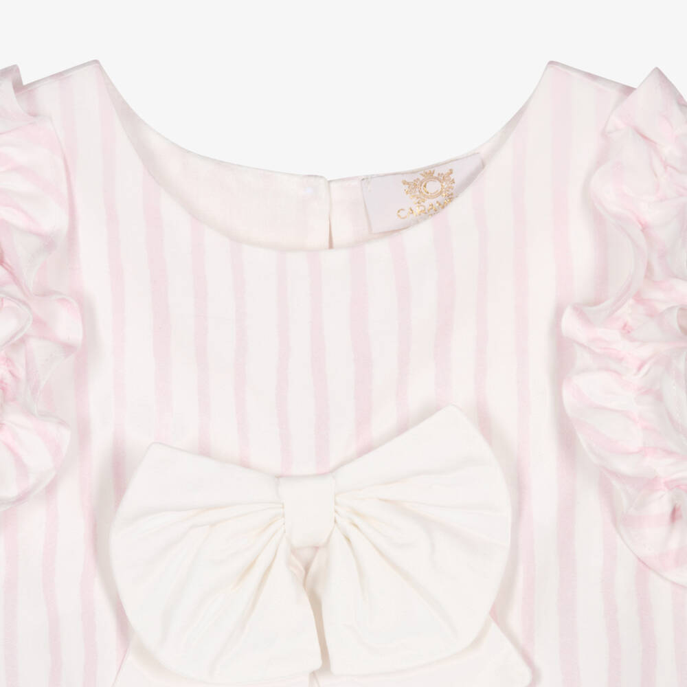 Caramelo Kids-Girls Pastel Pink & White Striped Shorts Set | Childrensalon