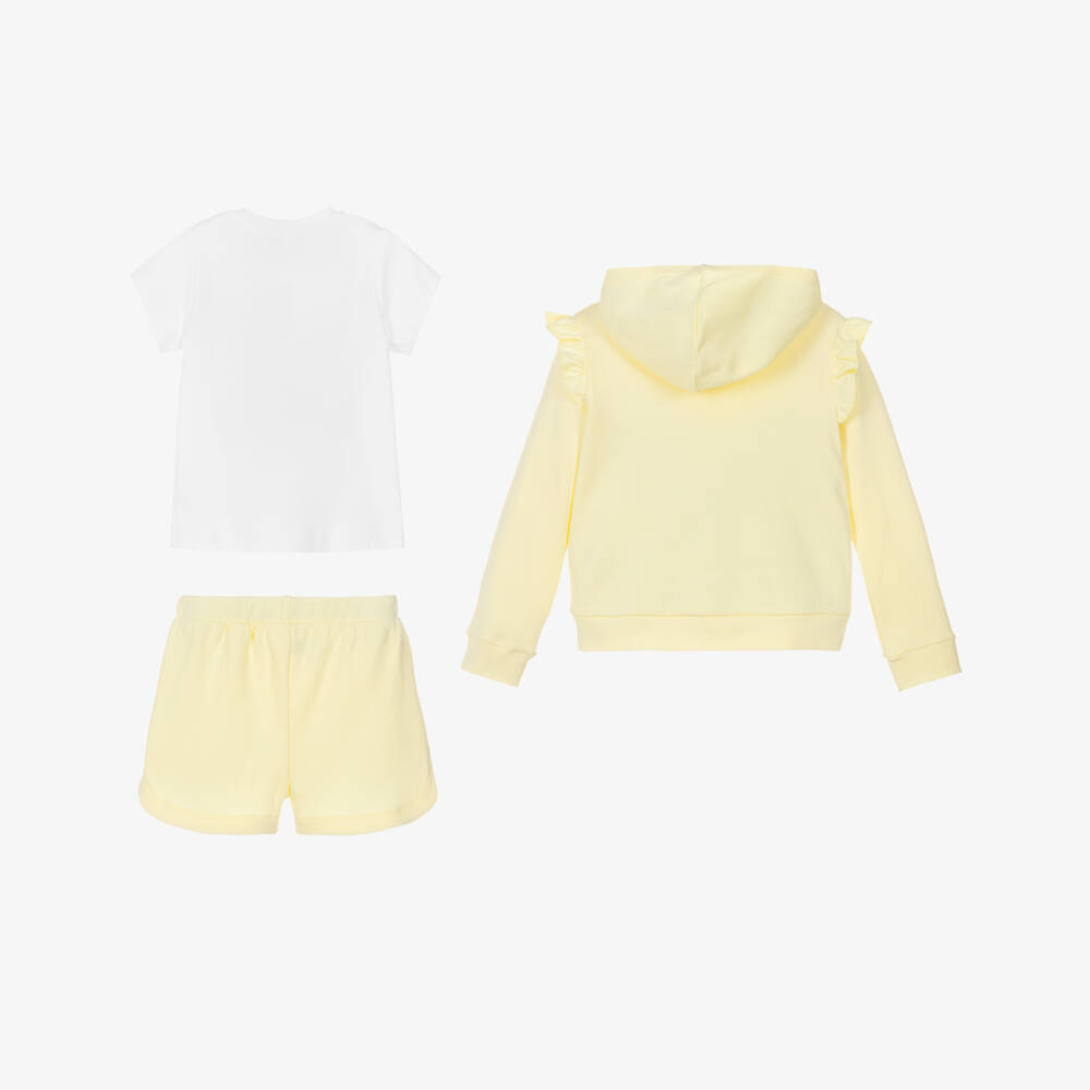 Caramelo Kids-Girls Pastel Yellow Cotton Shorts Set with Bows | Childrensalon