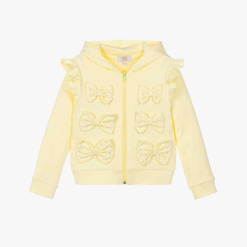 Caramelo Kids-Girls Pastel Yellow Cotton Shorts Set with Bows | Childrensalon