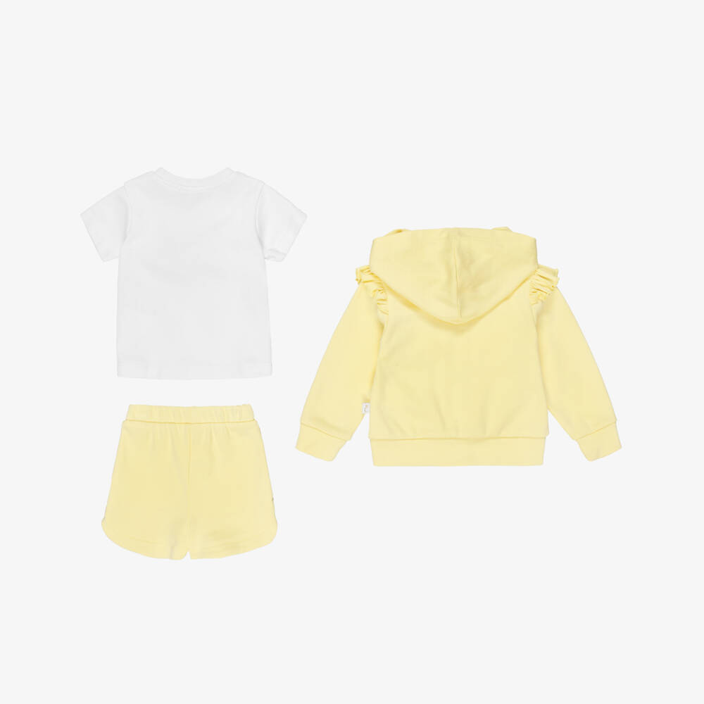 Caramelo Kids-Girls Pastel Yellow Cotton Shorts Set with Bows | Childrensalon