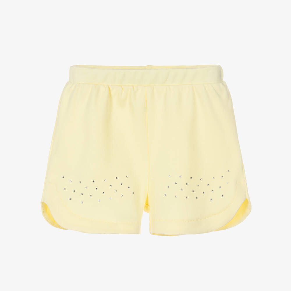 Caramelo Kids-Girls Pastel Yellow Cotton Shorts Set with Bows | Childrensalon