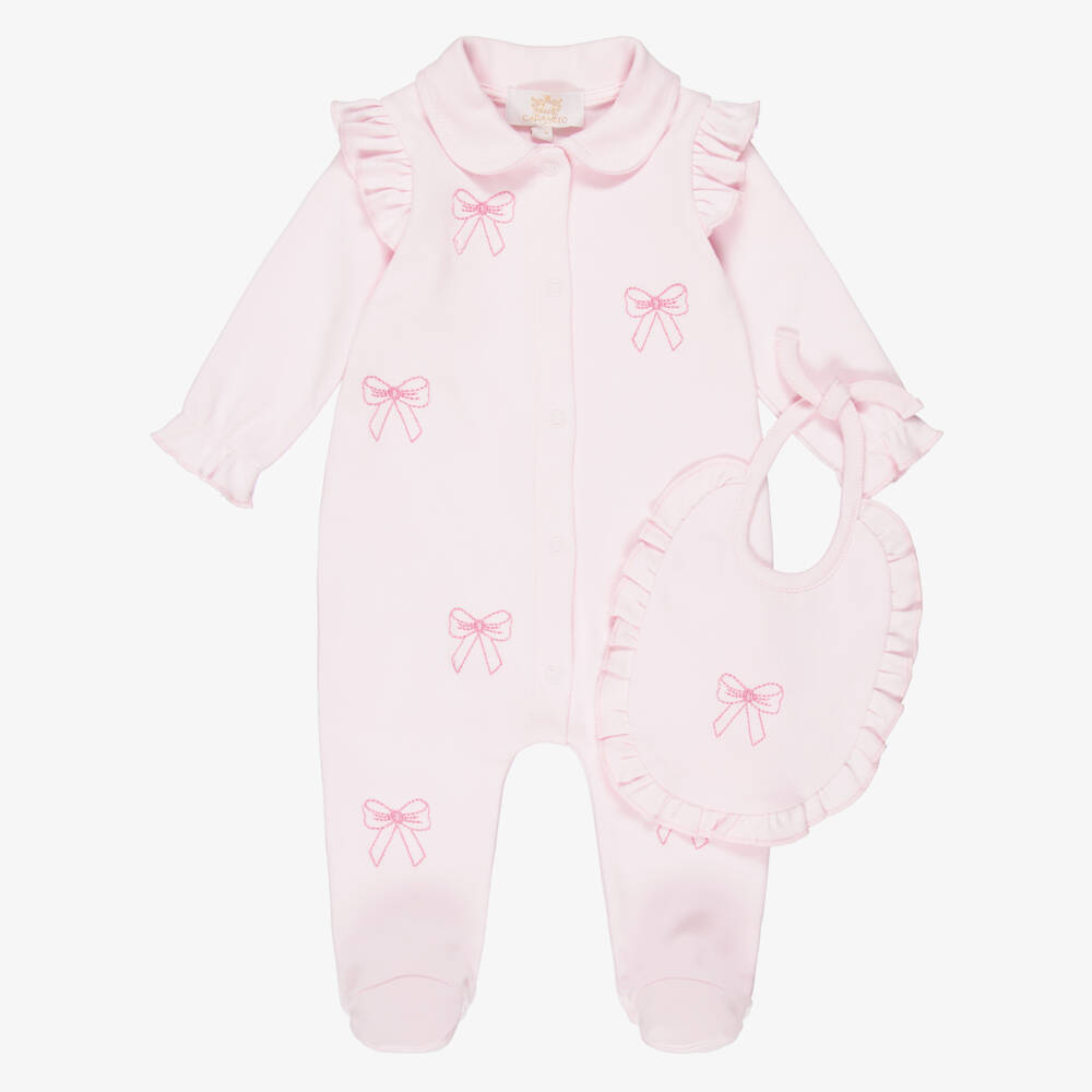 Caramelo Kids-Girls Pink Cotton Babygrow Set | Childrensalon