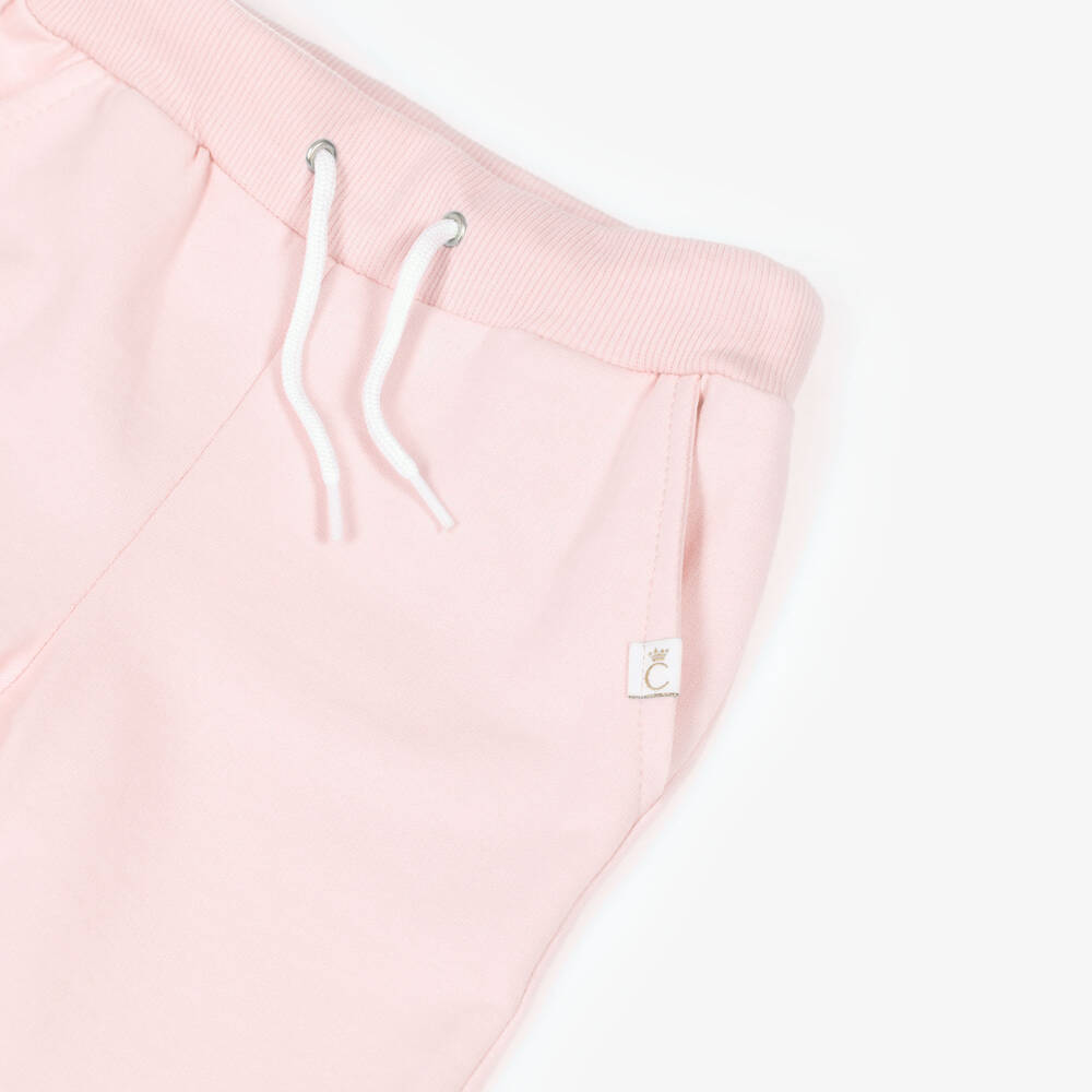 Caramelo Kids-Girls Pink Cotton Bow Tracksuit | Childrensalon